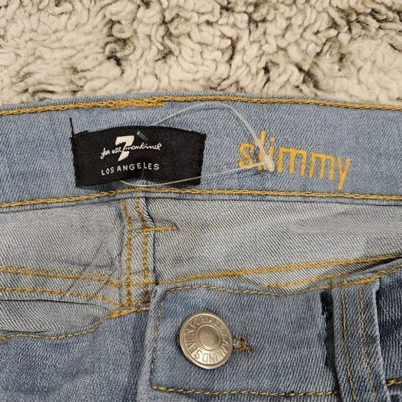 7 For All Mankind Youth 10 NWT Light Wash Slimmy Airweft Denim Adjustable Waist - Picture 2 of 11